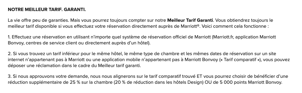 Conditions de la Garantie du meilleur tarif de Marriott