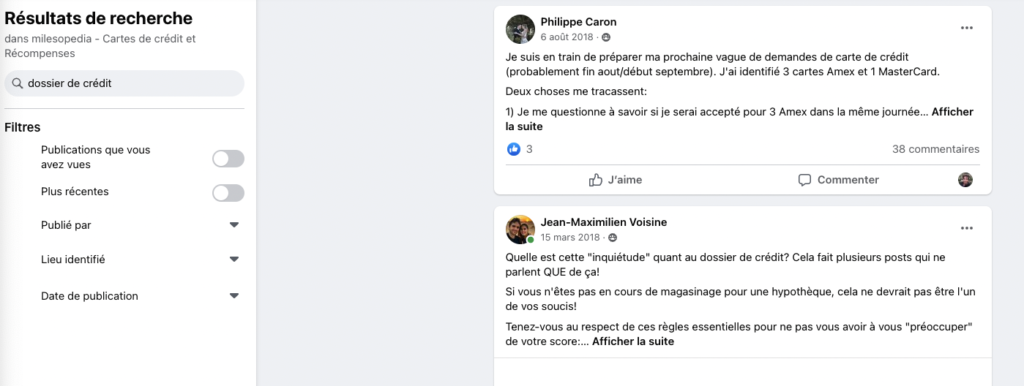 Recherche dossier crédit groupe