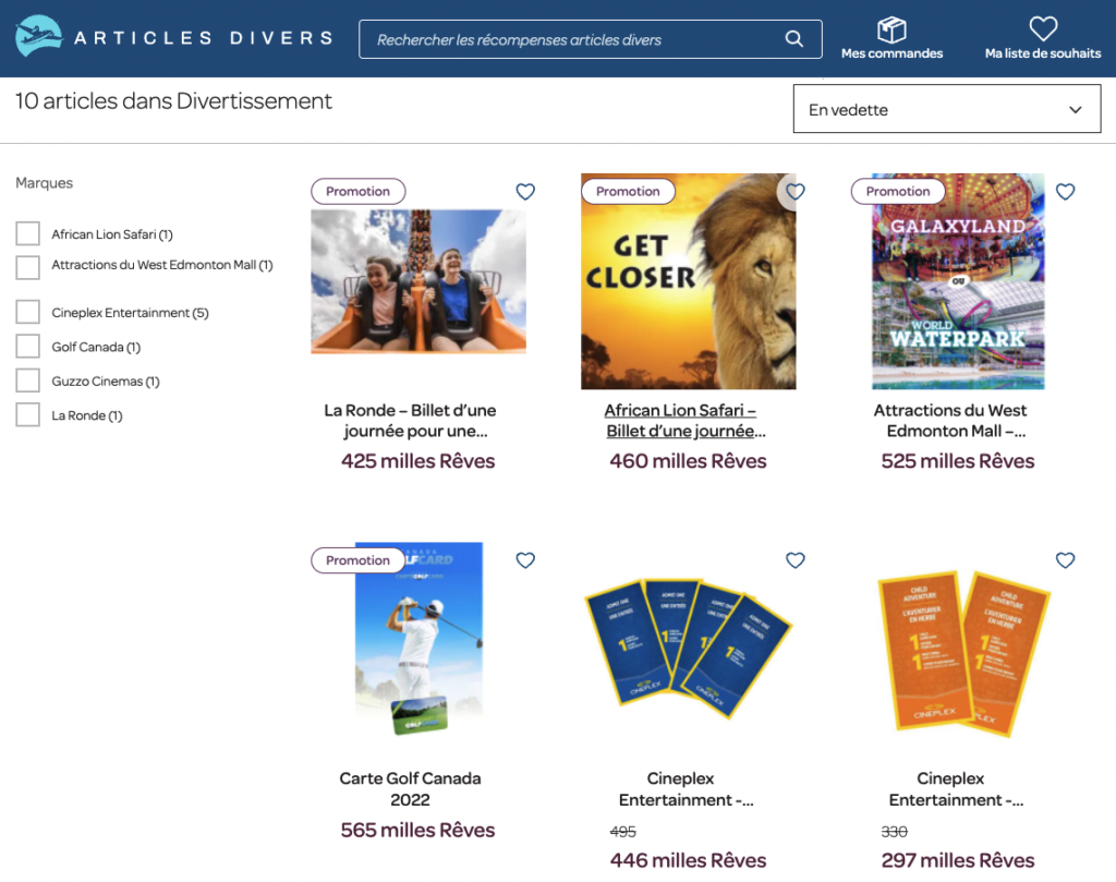 Divertissement Air Miles