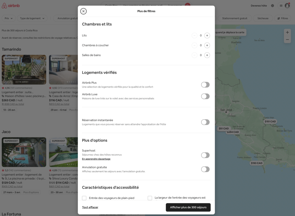 Filters Options with Airbnb