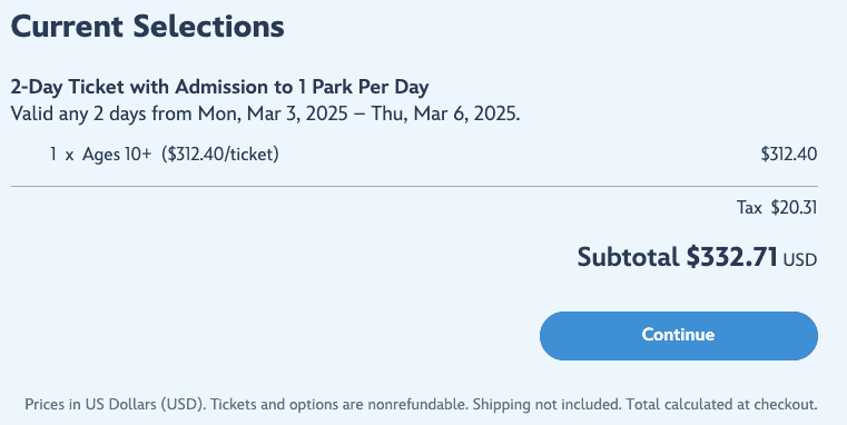 cout billet disney sur disney