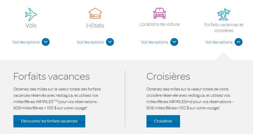 forfaits vacances croisieres air miles