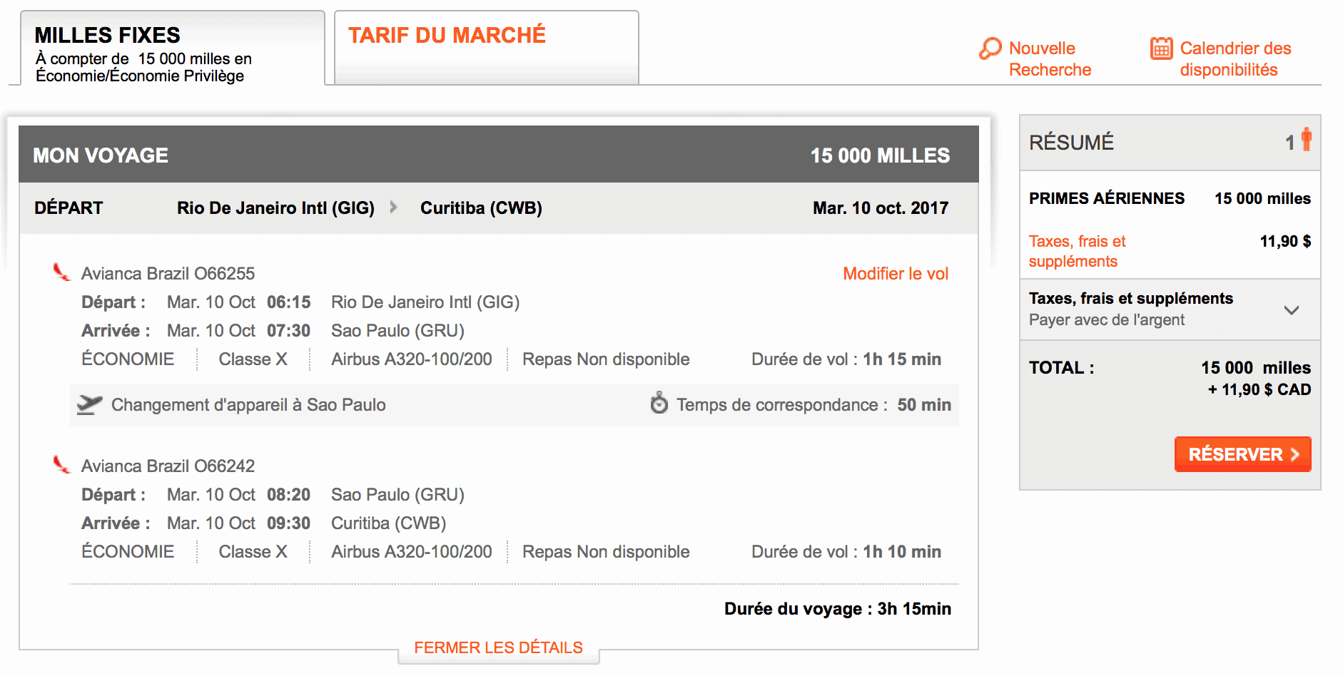 aeroplan bresil interieur