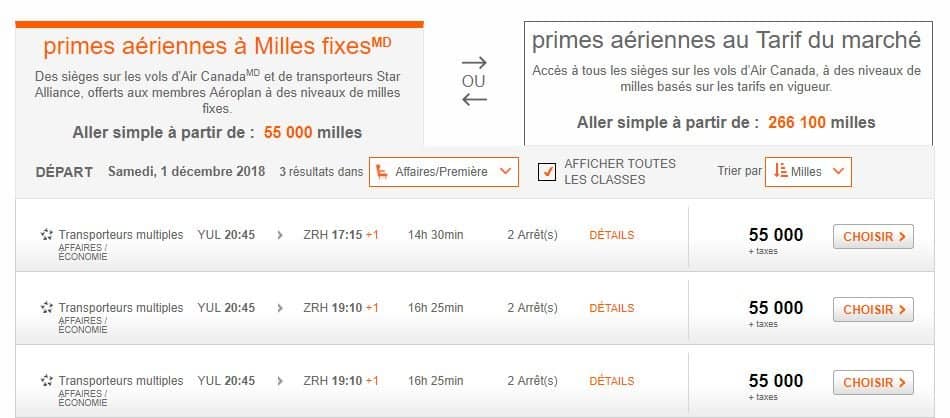 aeroplan swiss sept 2018