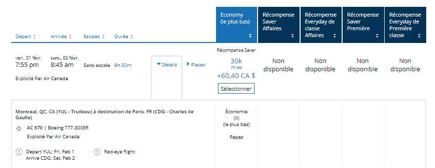 air canada ua fevrier