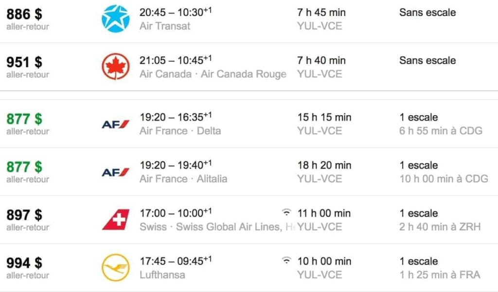 air transat ac rouge venise