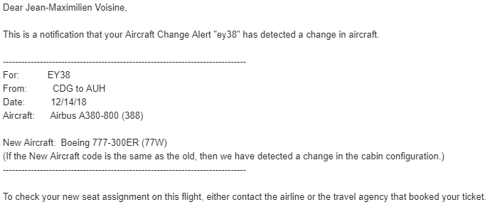 aircraft change etihad