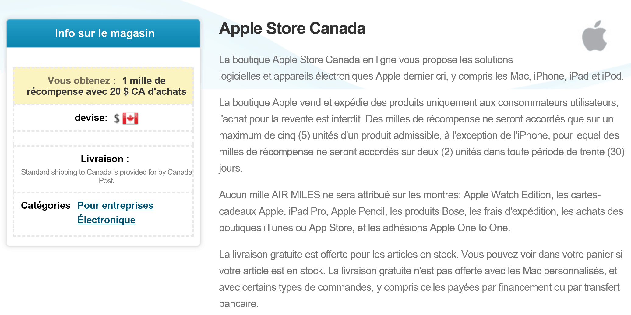 apple store air miles