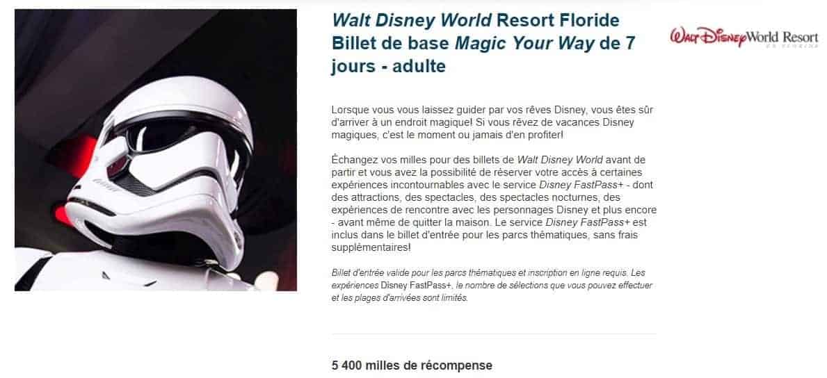 billet disney air miles