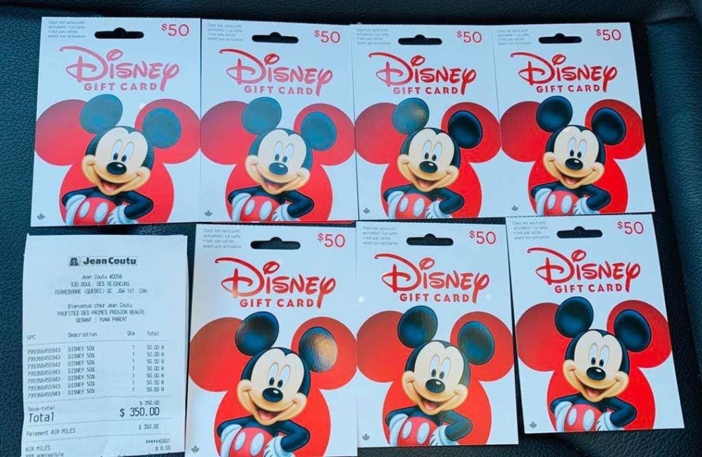 cartes cadeaux disney chantal