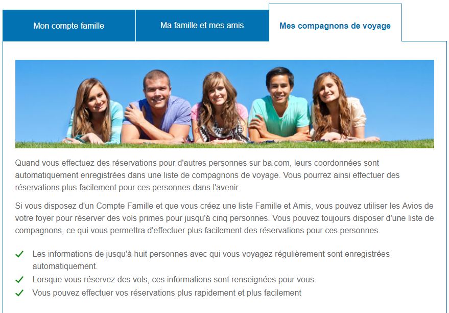 compte famille british airways executive club compagnons