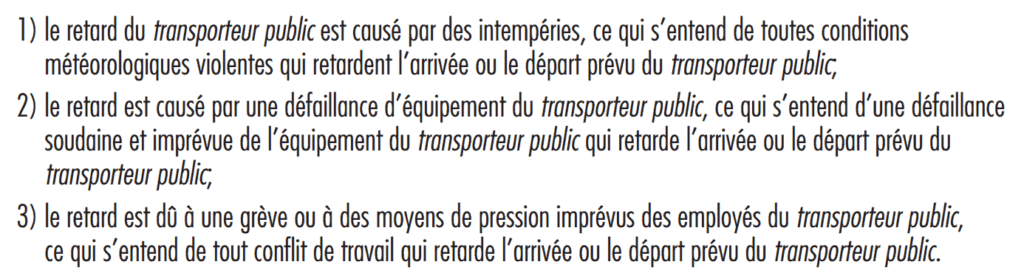 conditions du retard