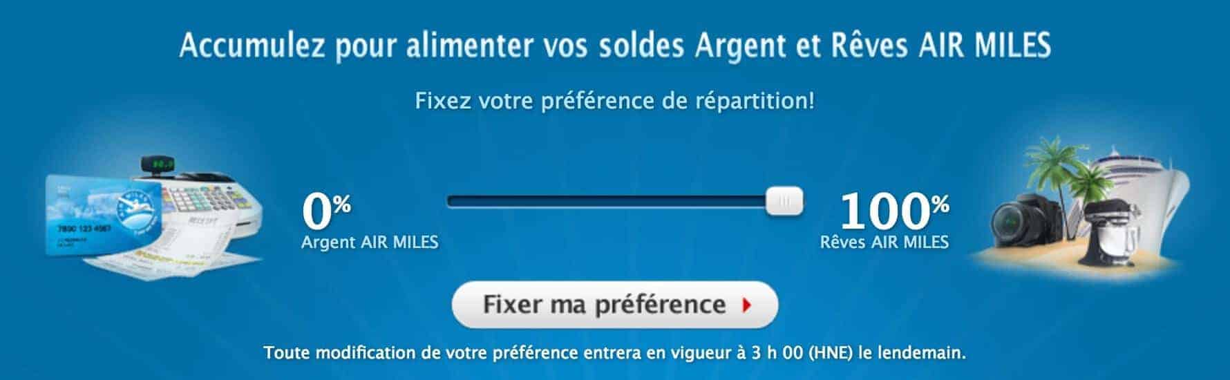 curseur air miles argent reves
