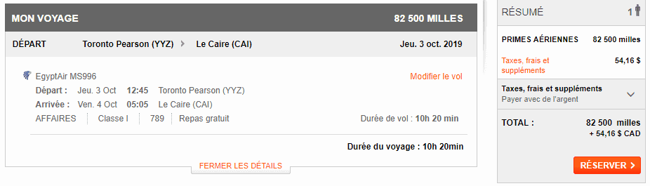 egyptair 787 aeroplan business