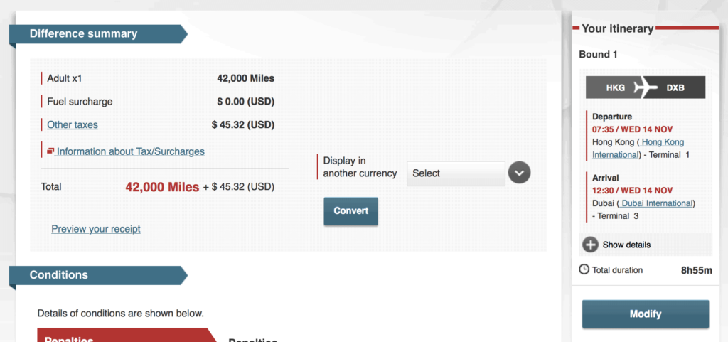 emirates hkg dxb taxes