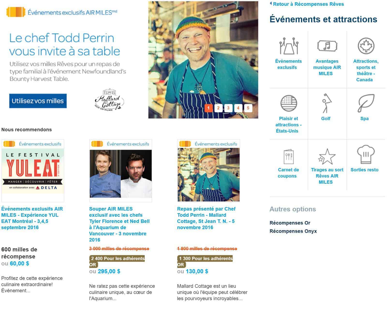 evenements air miles