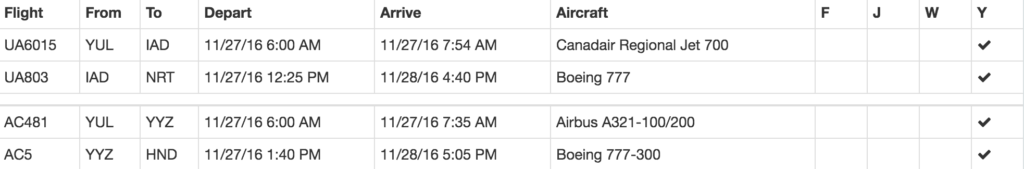 exemple resultats award flights