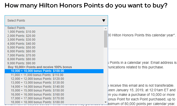hilton points 2019