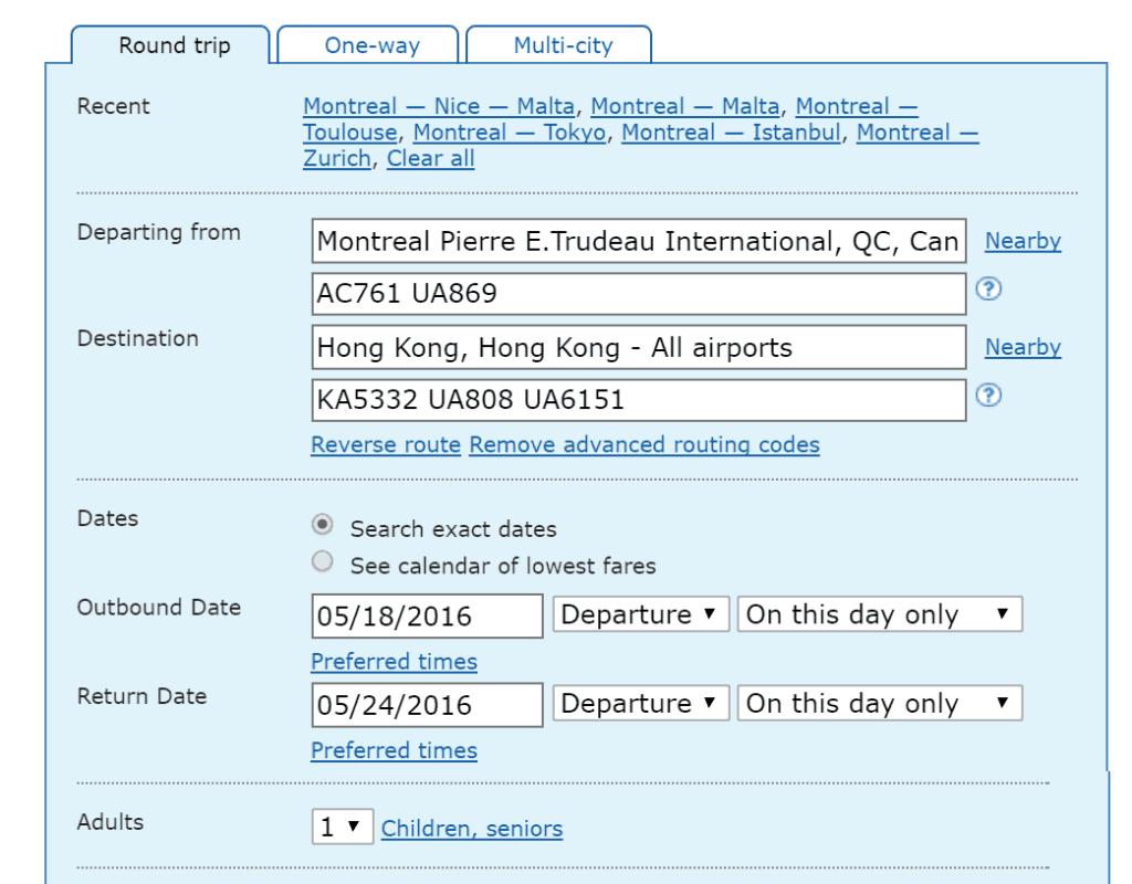 ita matrix advanced search