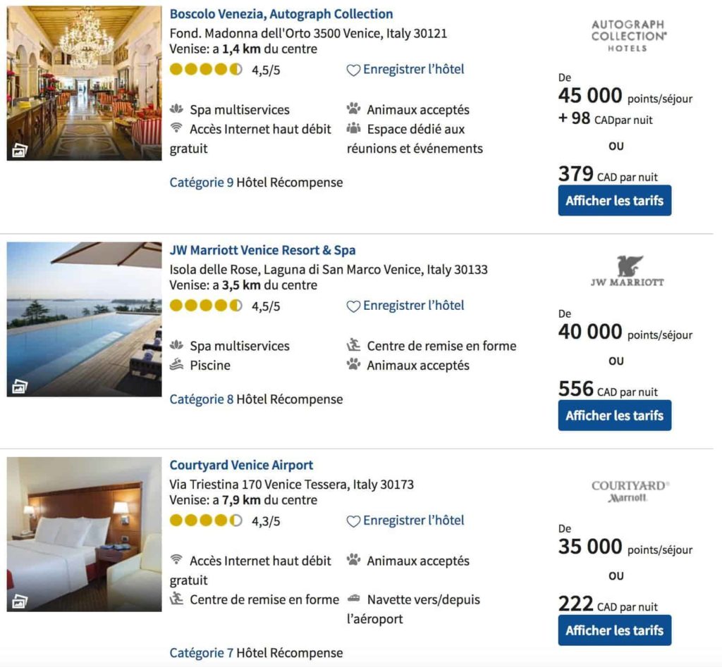 marriott rewards venise italie