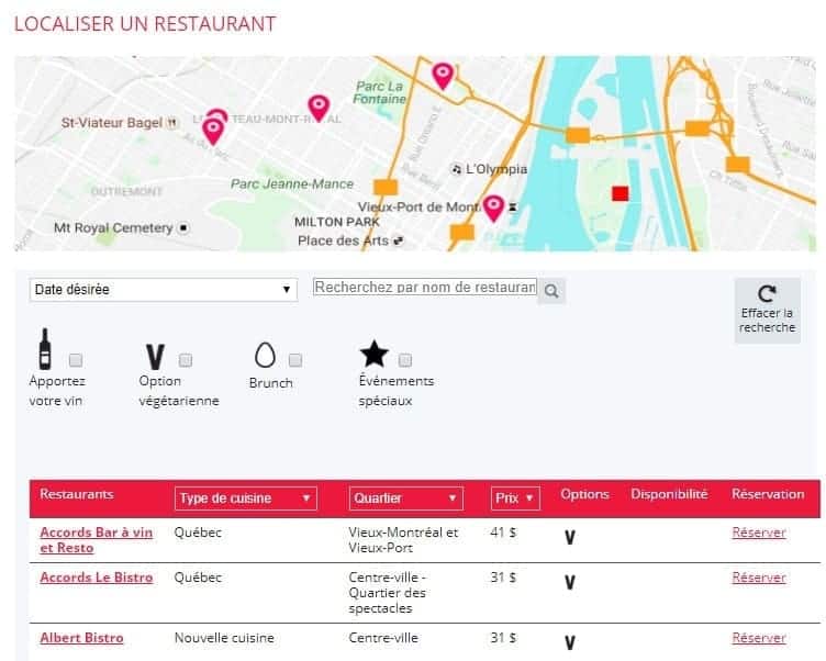 mtlatable localiser restaurant