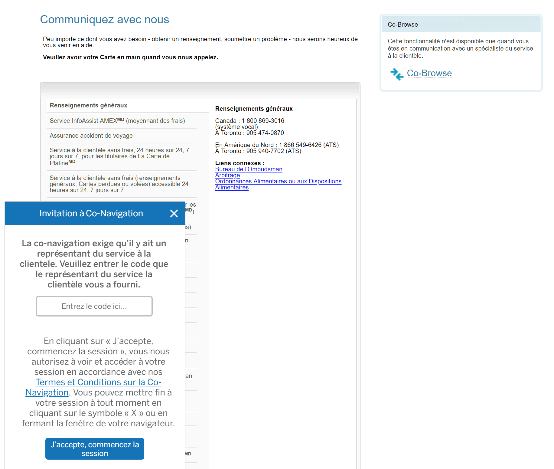 nous joindre amex co navigation