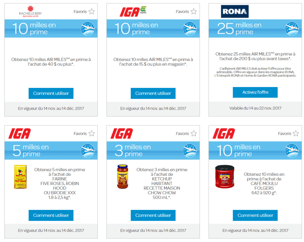 offres air miles viree