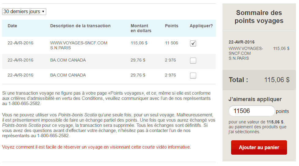 points bonis scotia sncf appliquer