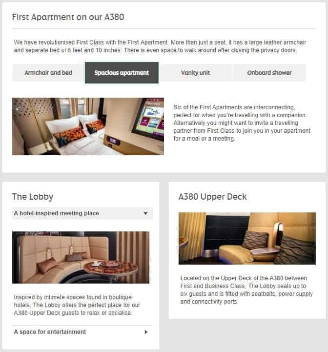 premiere classe etihad a380 details