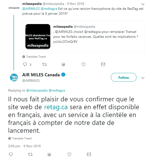 promesse redtag air miles