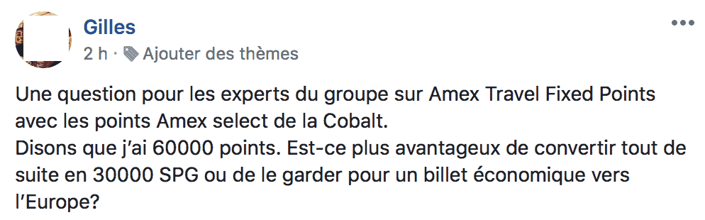 question amex prix fixe