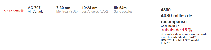 rabais bmo we air miles amerique du nord