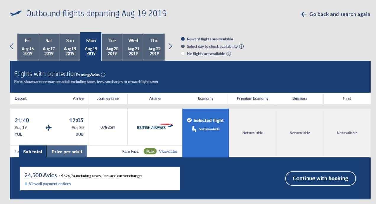 research avios yul dub calendar