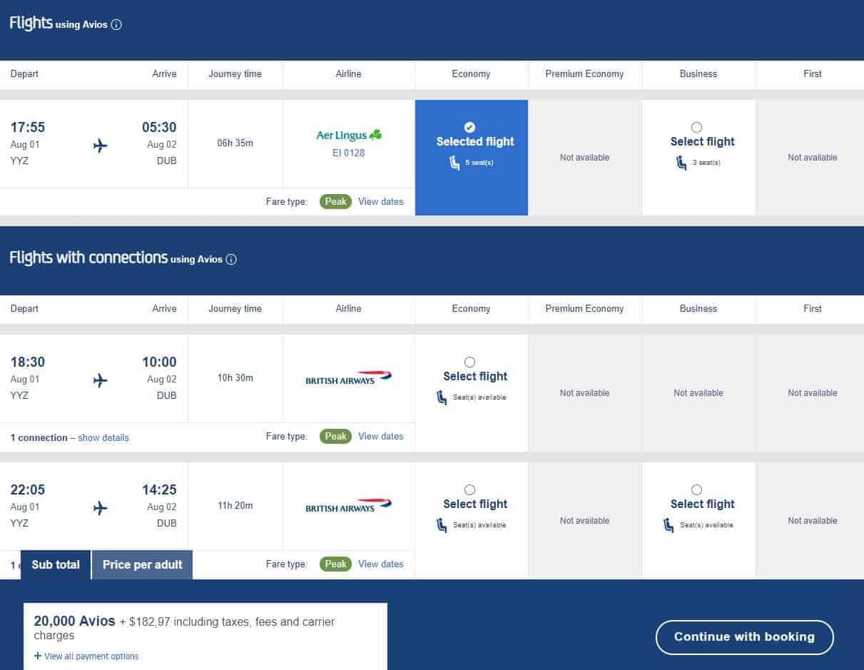 research avios yyz dub calendar