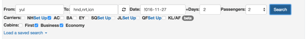 recherche award flights