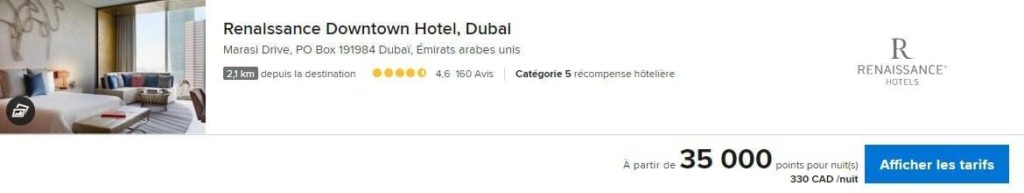 renaissance downtown dubai prix