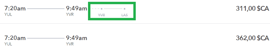 skiplagged yul yvr las
