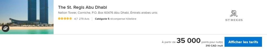 st regis abu dhabi tarif