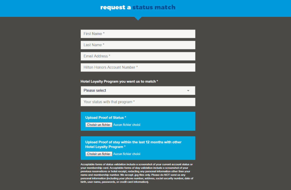 status match hilton honors