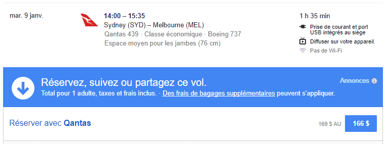 syd mel qantas tarif