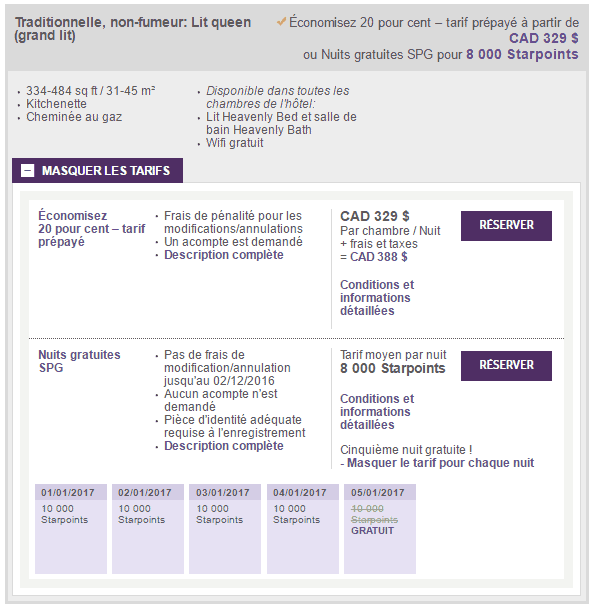 westin tremblant tarif vs 5 nuits