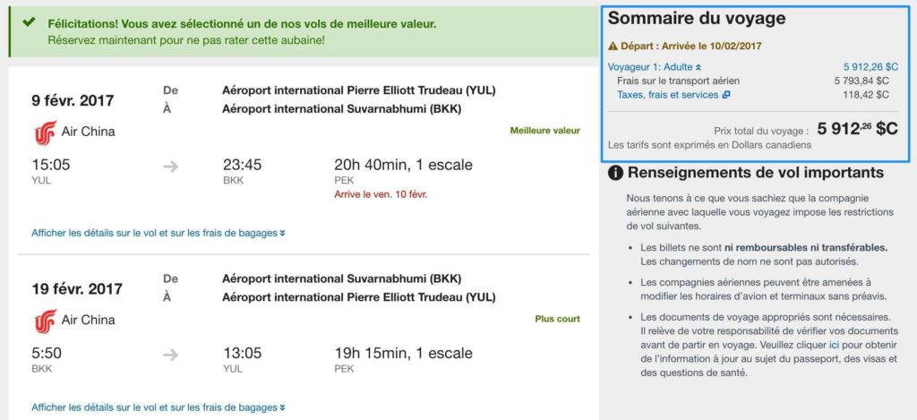 yul bkk affaires cash