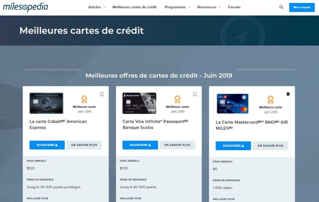 meilleures cartes milesopedia