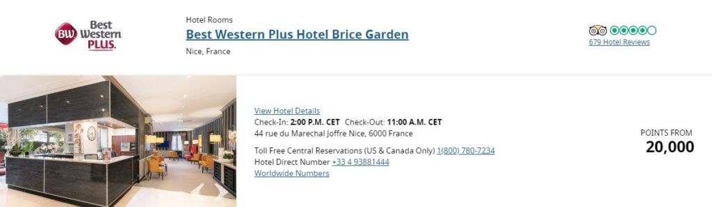 best western brice points
