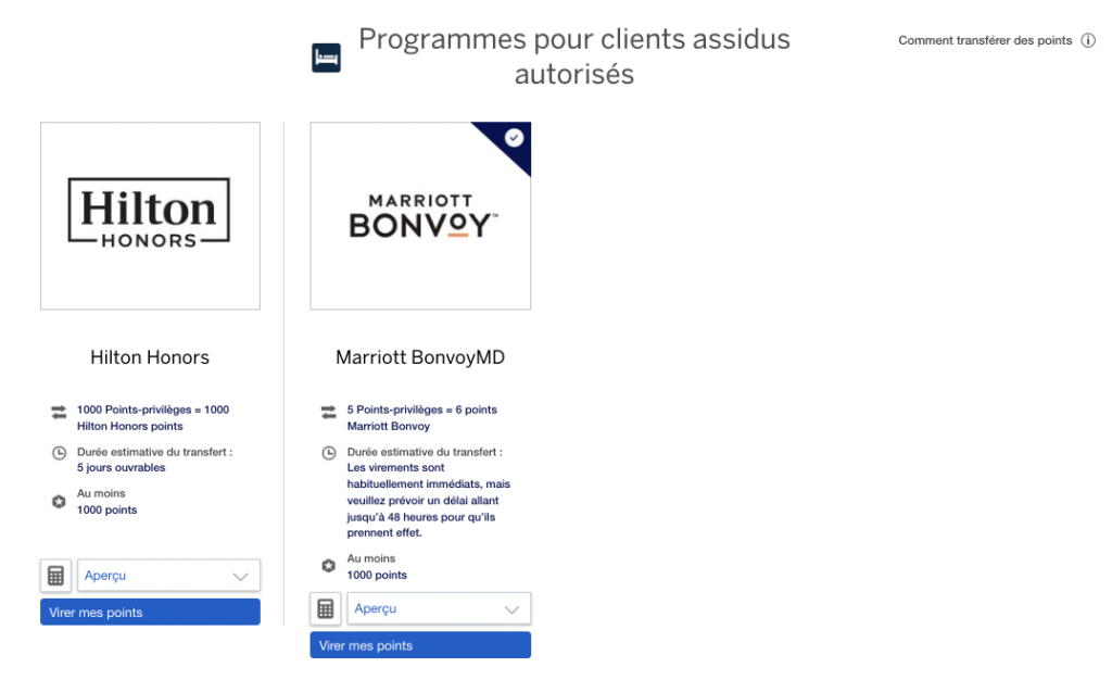 Partenaires Hôteliers Amex