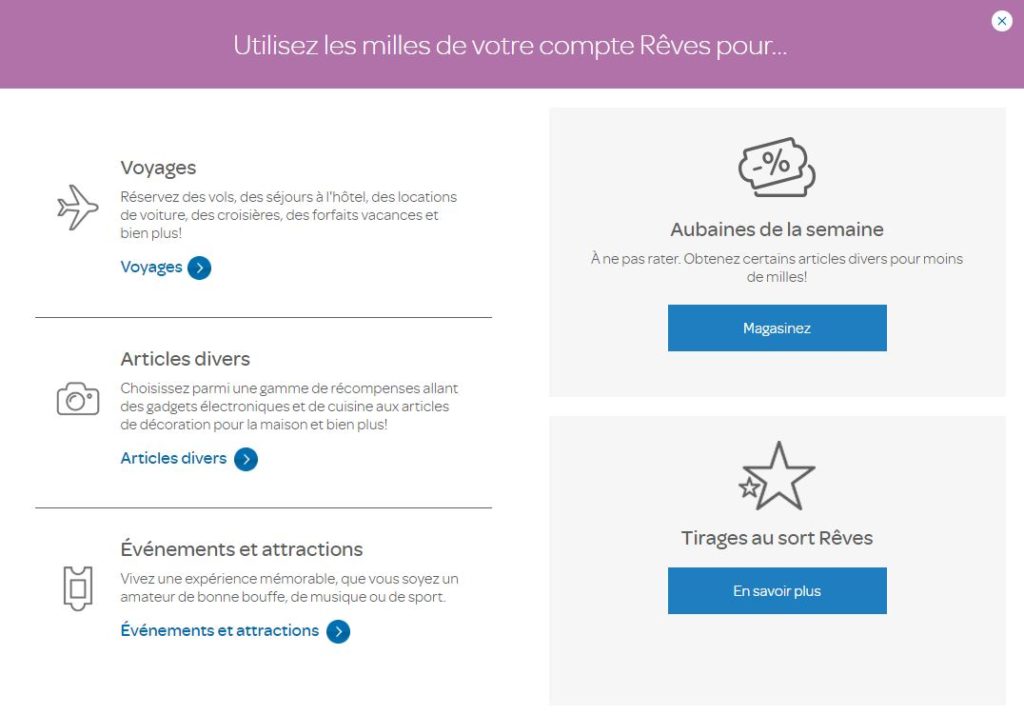 airmiles reves utilisation