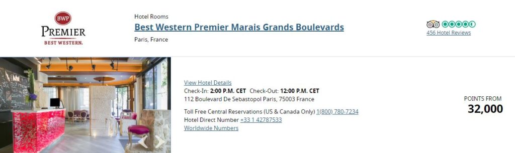 best western premier marais grands boulevards tarif