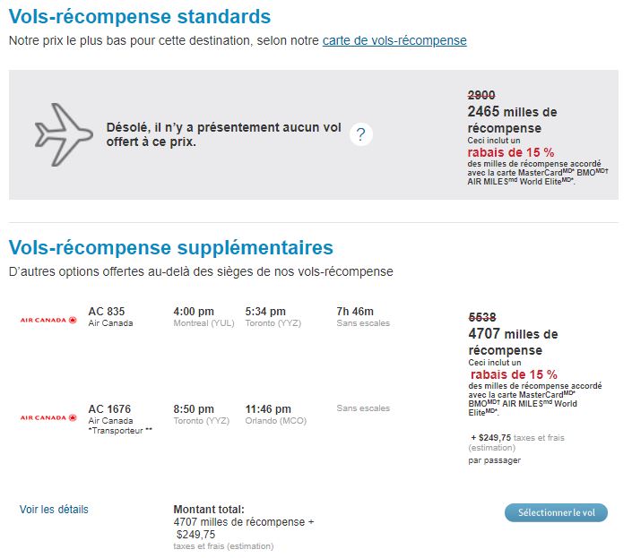 billet air miles yul mco