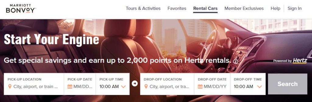 marriott bonvoy location voiture