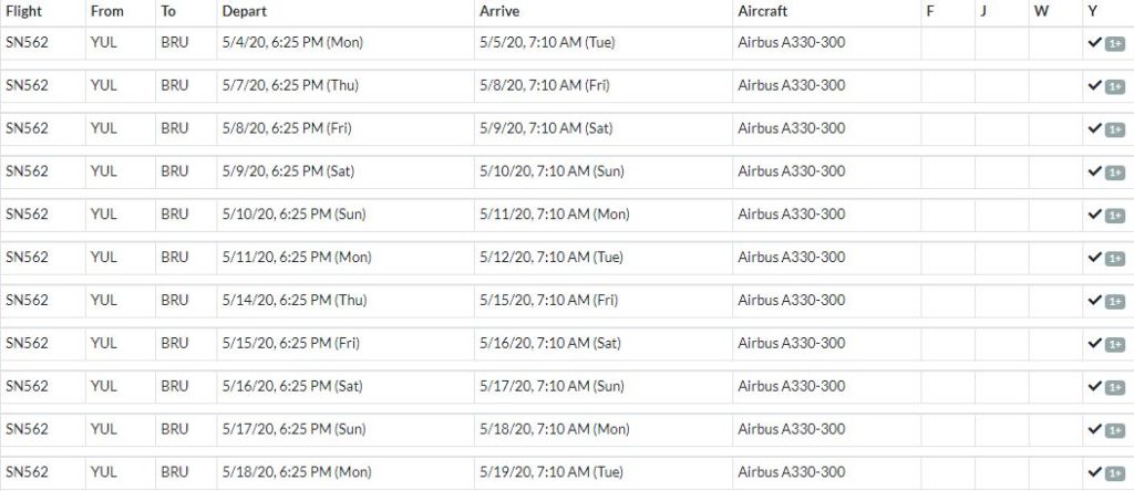 brussels airlines award flights